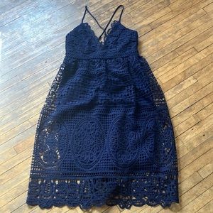 Bardot Navy Lace Midi Dress